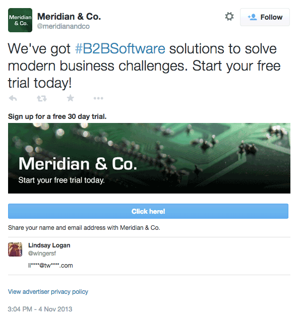 twitter lead generation card