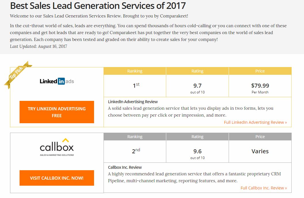 Comparakeet 2017 Reviews for best lead generation services - Mercury Labs