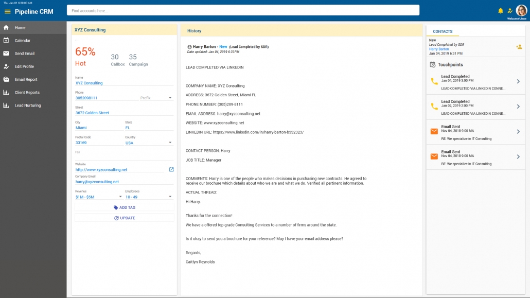 Mercury Labs Pipeline Account View
