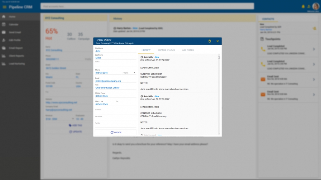 Mercury Labs Pipeline Contact View