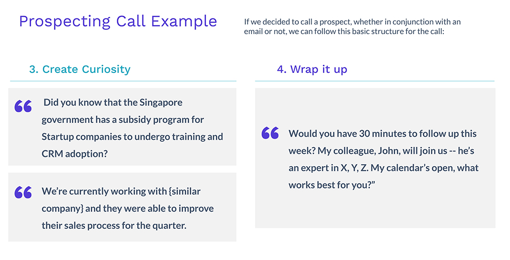 Call structure with sample spiel