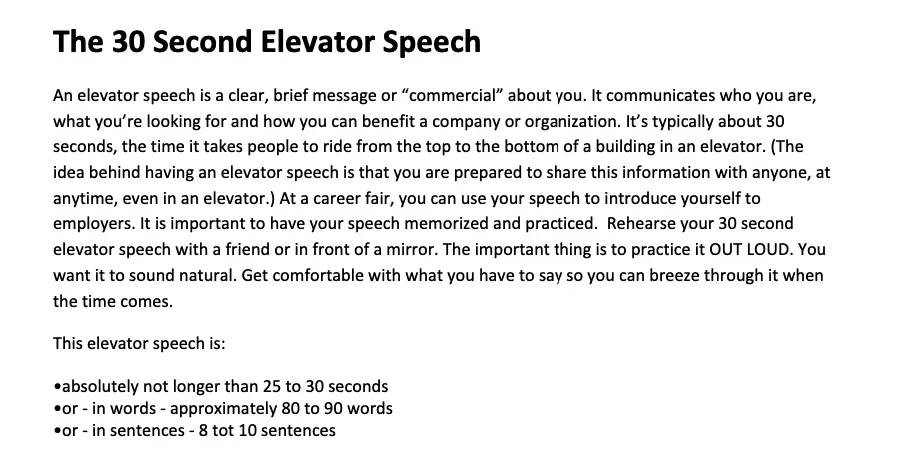 30-second elevator pitch