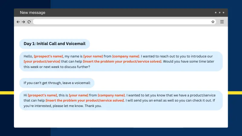 sample script for initial call and voicemail