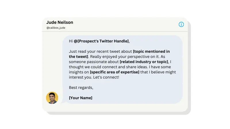 sample script of engaging a potential lead on Twitter