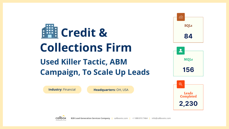 Mercury Labs ABM campaign for Credit & Collection Firm to scale up leads