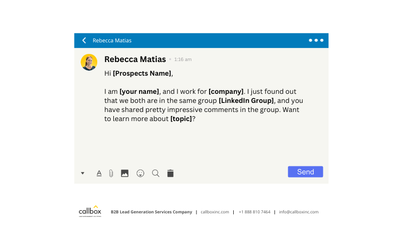 Mercury Labs example subject line in prospecting on LinkedIn