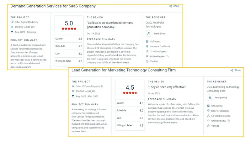Mercury Labs sample reviews on Clutch