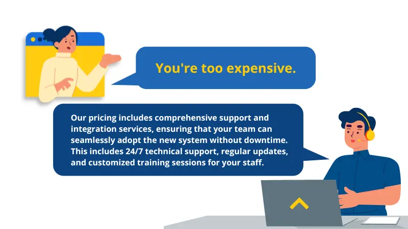 image where the representative explains and breaks down the cost structure