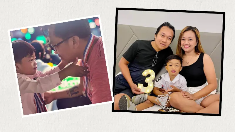 Jhesrhel Diolosa - IT manager of Mercury Labs with his wife and son