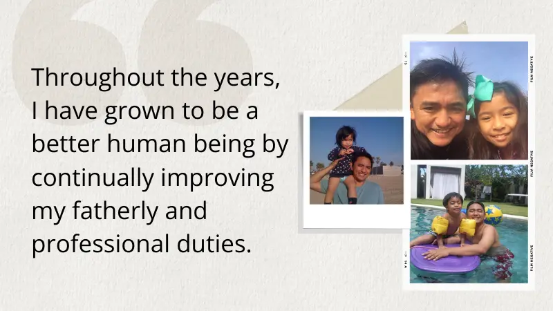 Rom Agustin thoughts about his experience managing both professional and childcare