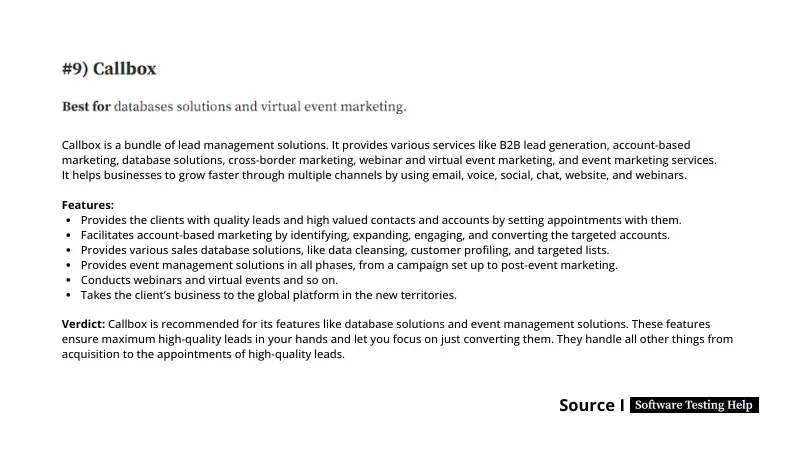Software Testing Help acknowledge Mercury Labs its expertise for database solutions and event marketing