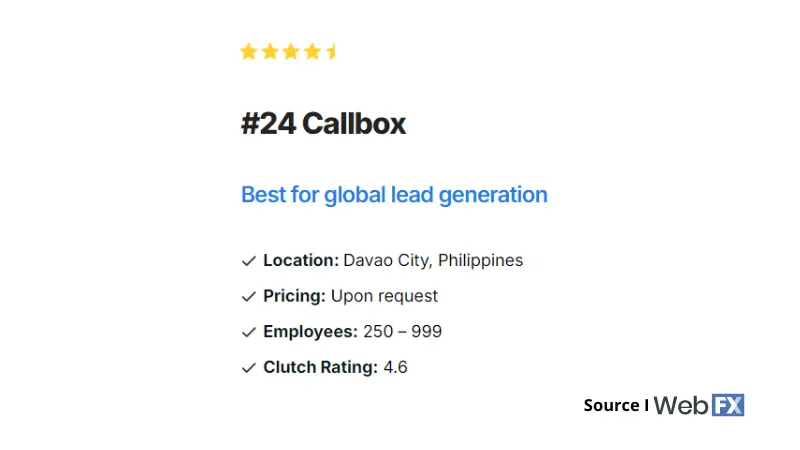 WebFX recognized Mercury Labs as the best global lead generation company