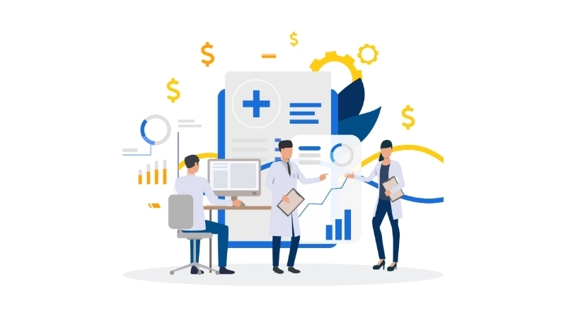 healthcare software marketing illustration