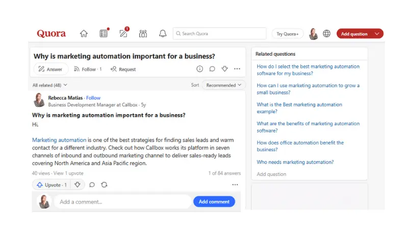 example post how to build relationship in Quora