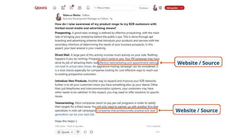 sample subtle promotion for from Quora