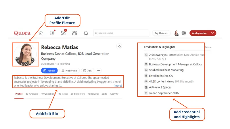 how to optimize your Quora profile