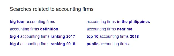 screenshot of google search related