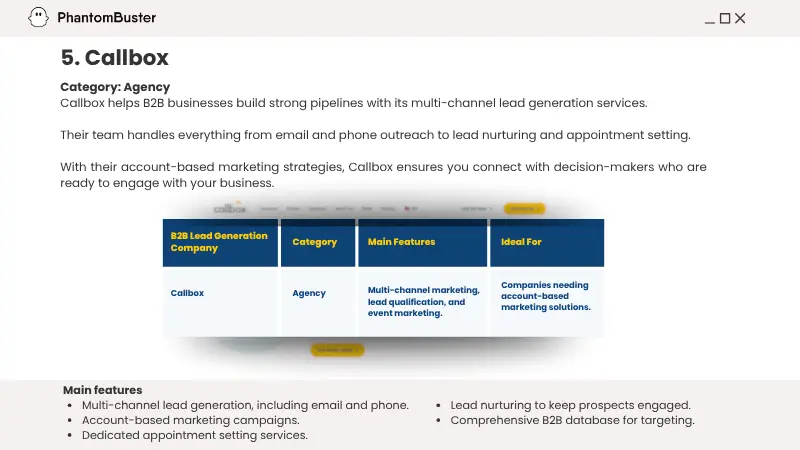 PhantomBuster Listed Mercury Labs as one of the top b2b lead generation services companies
