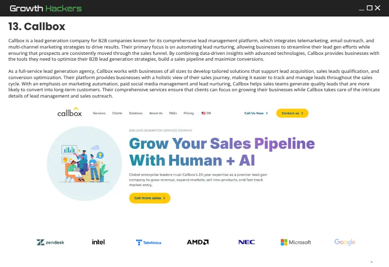 Mercury Labs recognized as the best lead generation companies from GrowthHacker