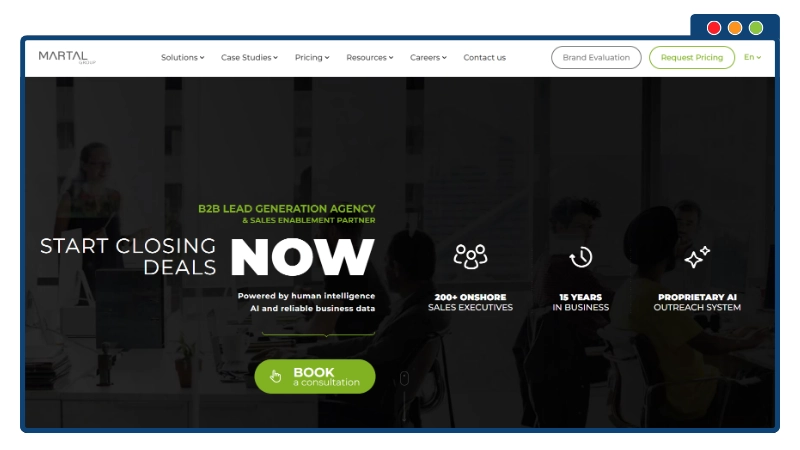 Martal Group website homepage