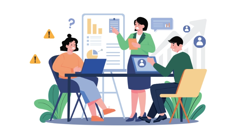Marketing team having a discussion