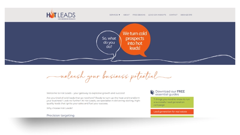 Hot Leads NZ homepage