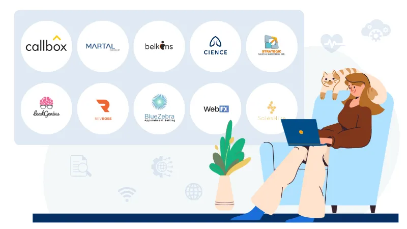 Logos of top B2B lead generation companies in the USA