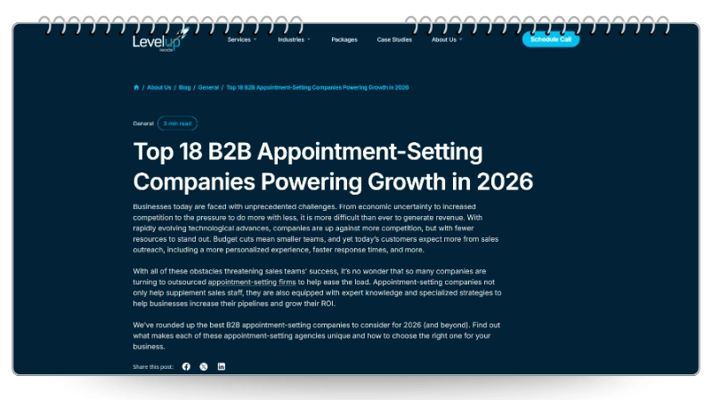 Levelup - Top 18 B2B Appointment Setting Companies Powering Growth