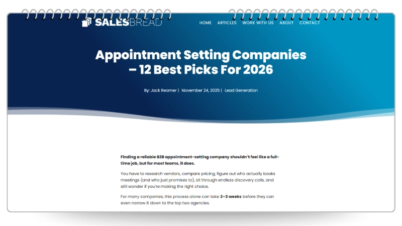 SalesBread - 12 Best Appointment Setting Companies for 2026